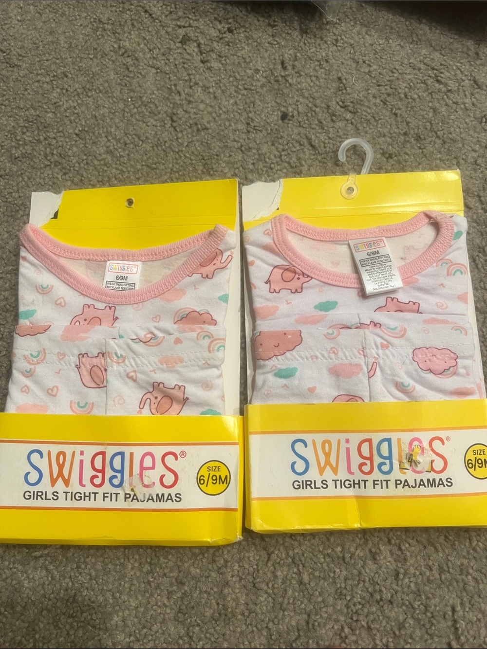 Swiggles Girls Pink & White Cloud and Rainbow Pajama Set